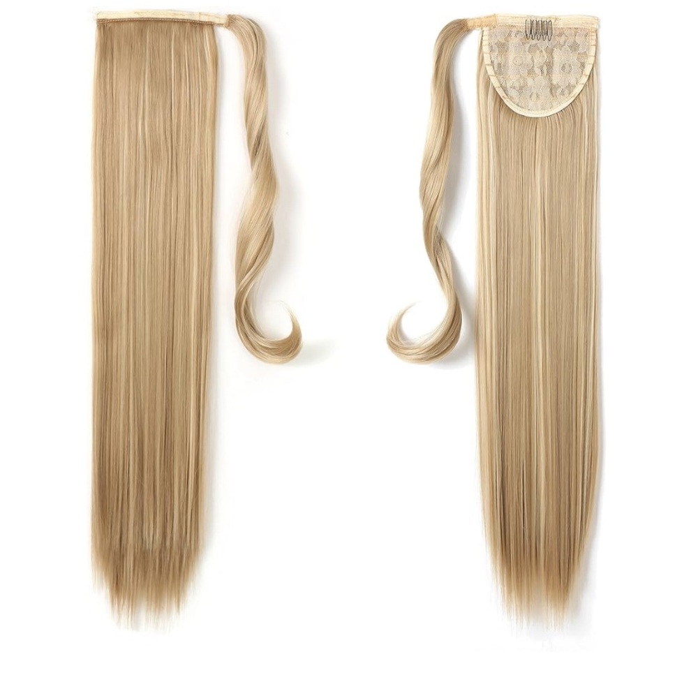 New 24" Straight Wrap Around Ponytail Extension Premium Synthetic Fiber 120g-130